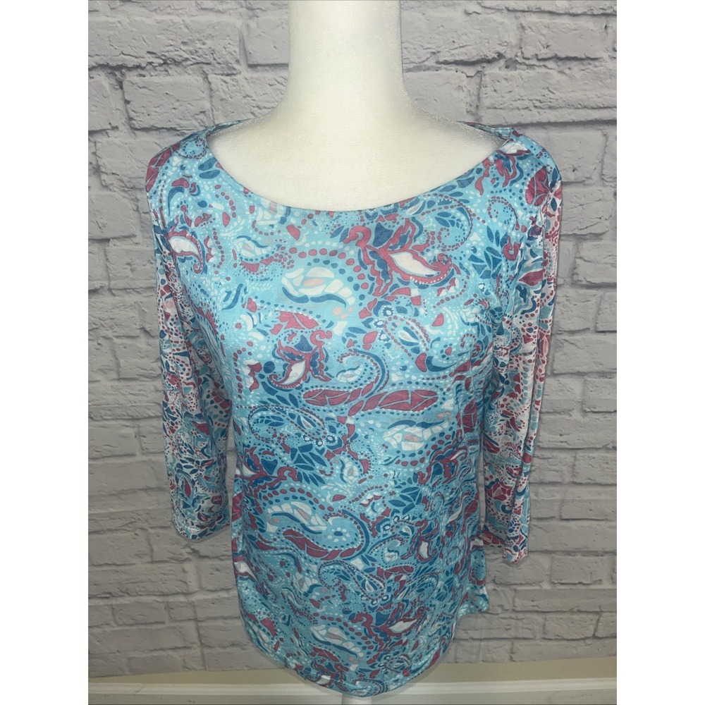 Casey Key Women's Boho Casual Lightweight Resortwear 3/4 Sleeve Top Size Large